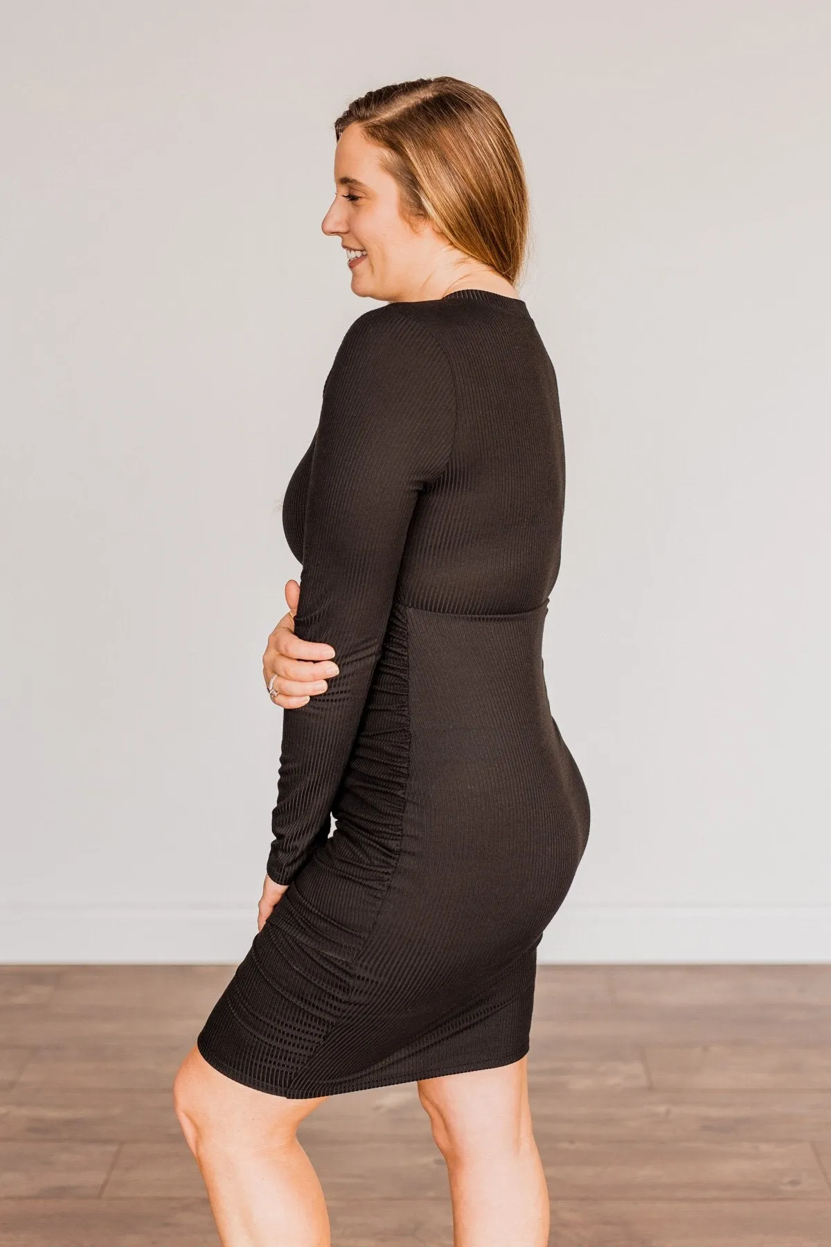 Divine Life Long Sleeve Dress- Black