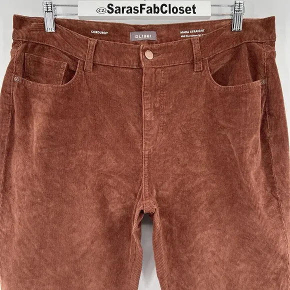 DL1961 Mara Mid Rise Ankle Straight Jeans Copper Brown Corduroy Women’s Size 32