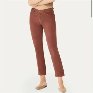 DL1961 Mara Mid Rise Ankle Straight Jeans Copper Brown Corduroy Women’s Size 32