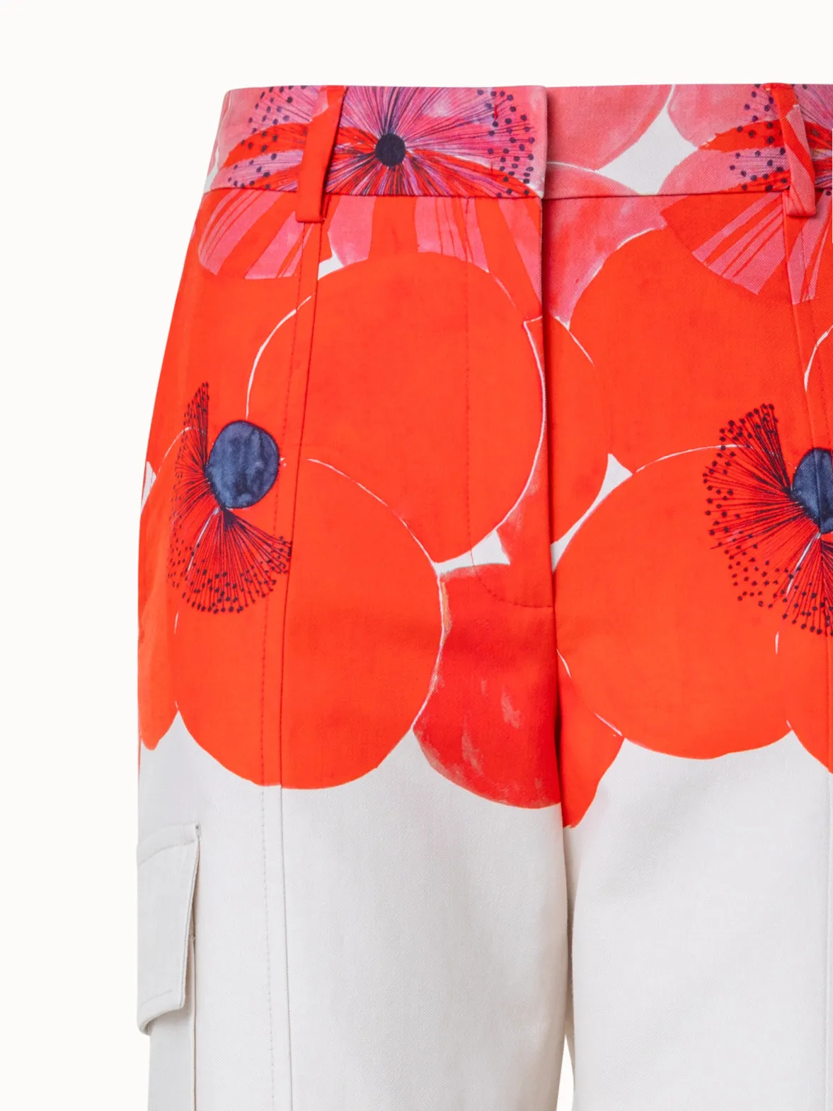 Double-Face Cargo Pant with Poppy Print