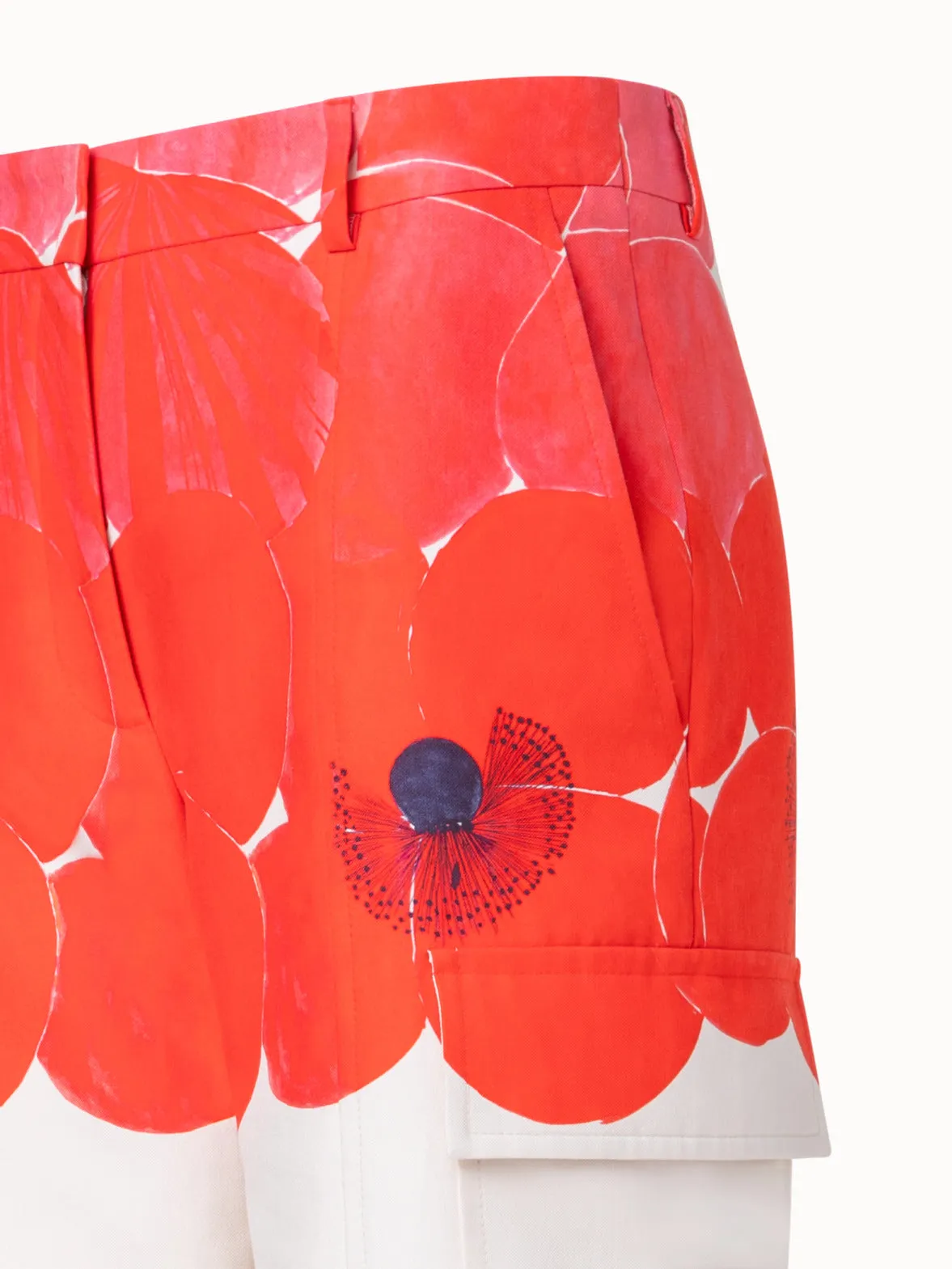 Double-Face Cargo Pant with Poppy Print
