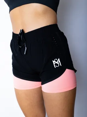 Double Layer Shorts Black/Pink
