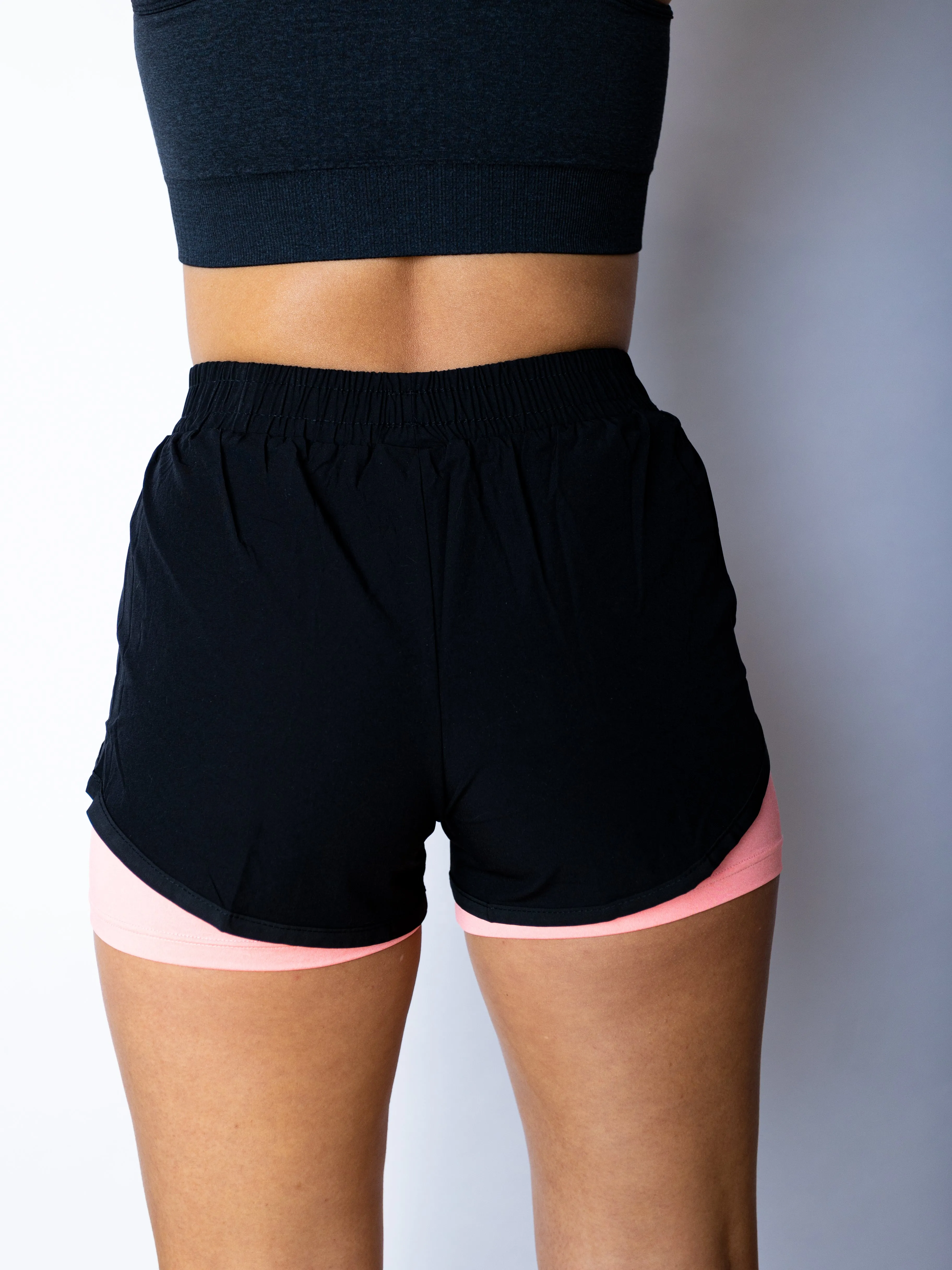 Double Layer Shorts Black/Pink