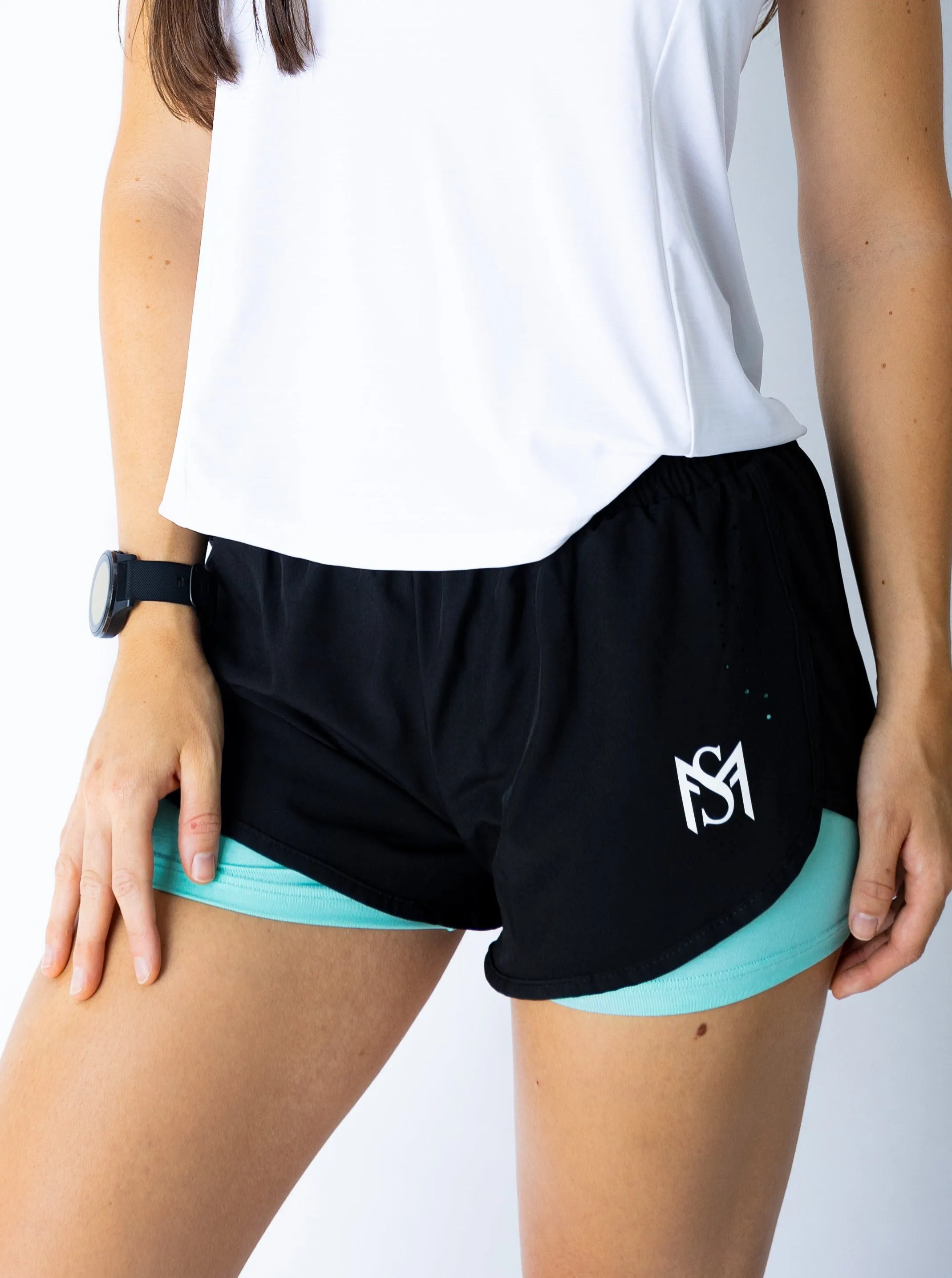 Double Layered Shorts Black/Green
