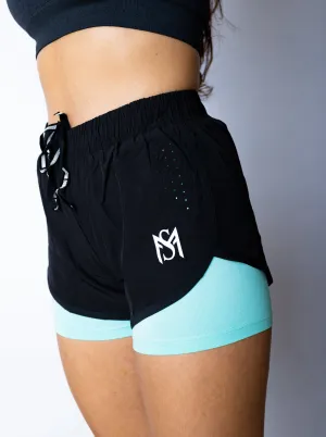 Double Layered Shorts Black/Green