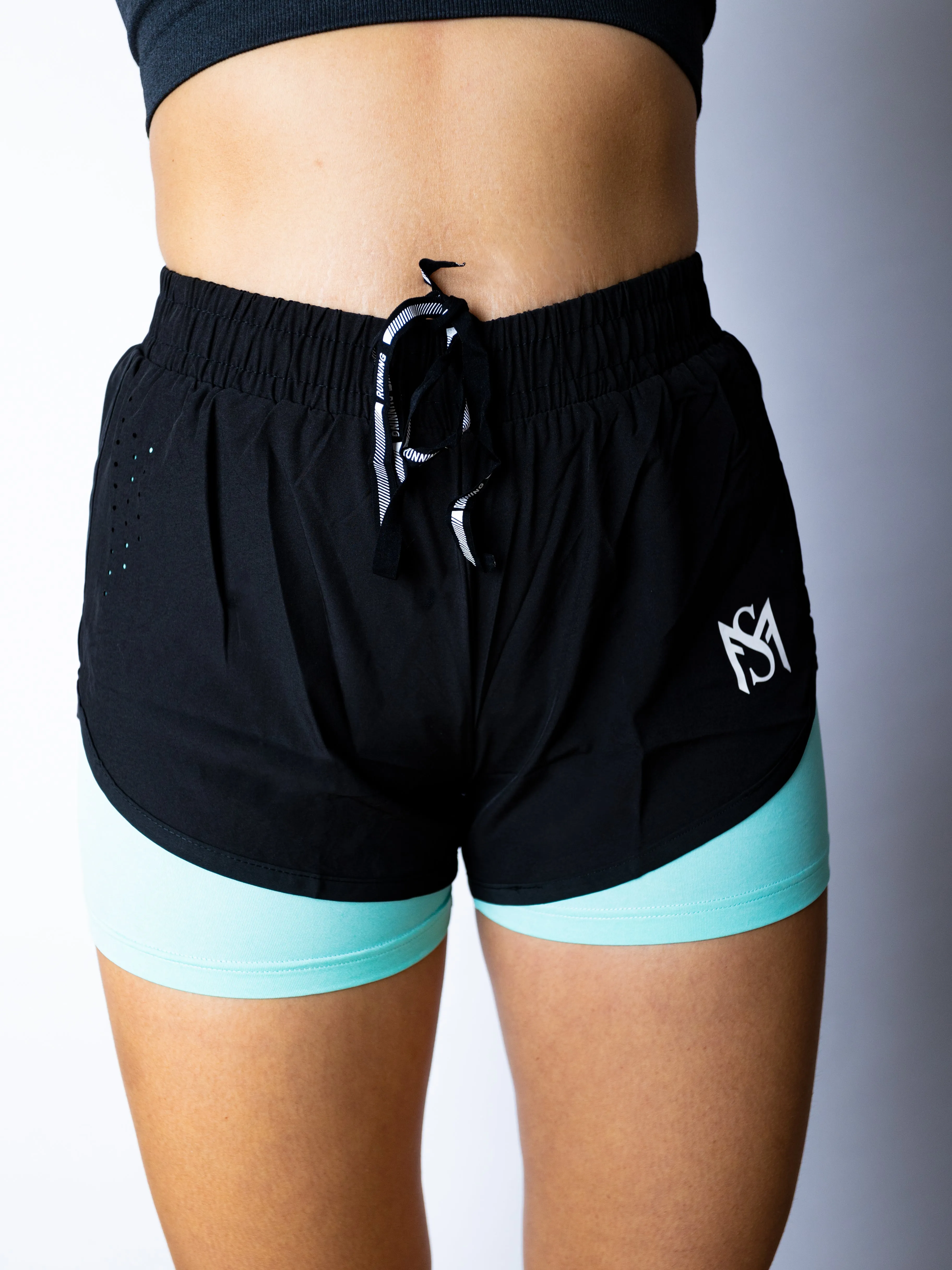 Double Layered Shorts Black/Green