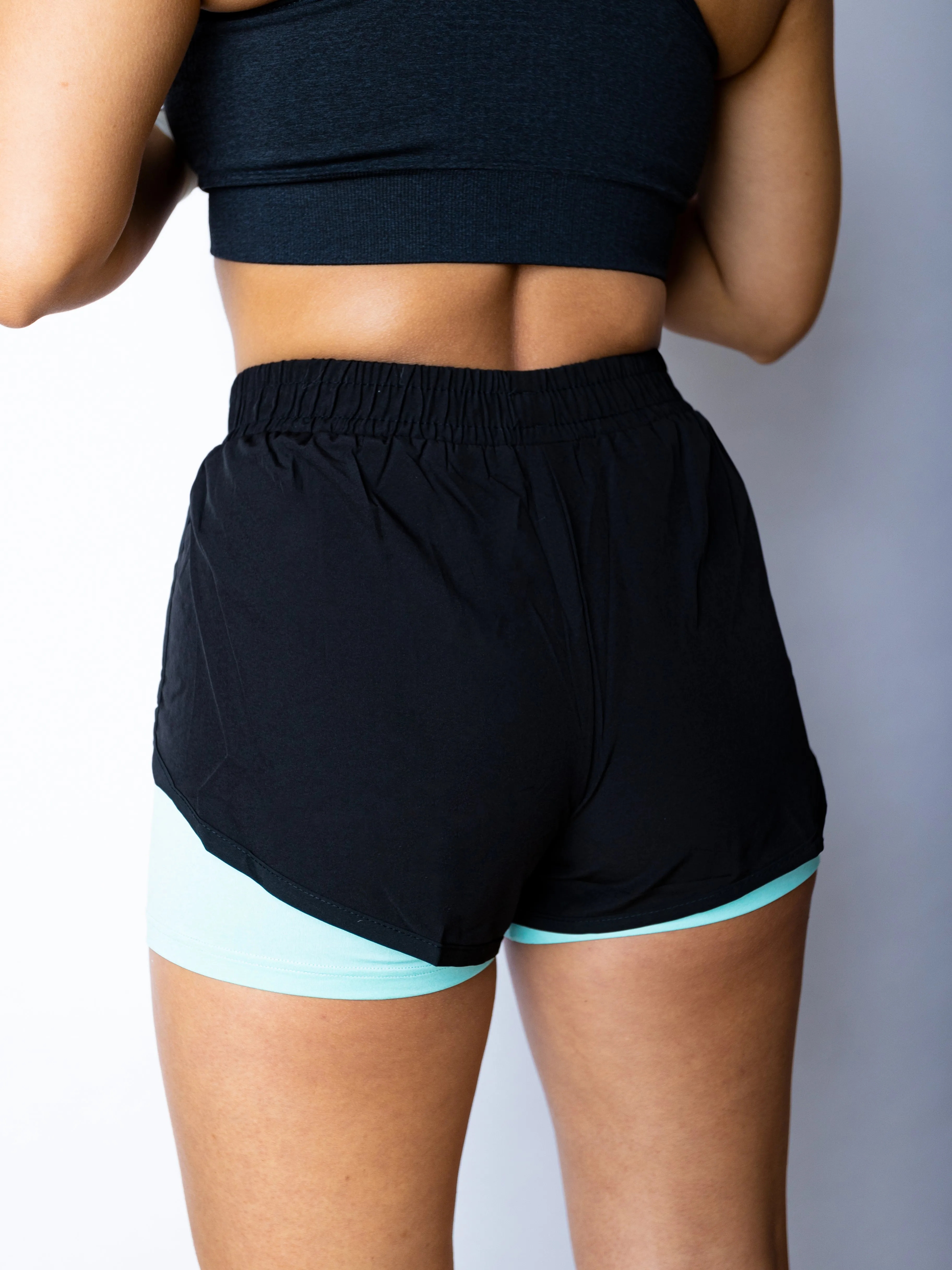 Double Layered Shorts Black/Green