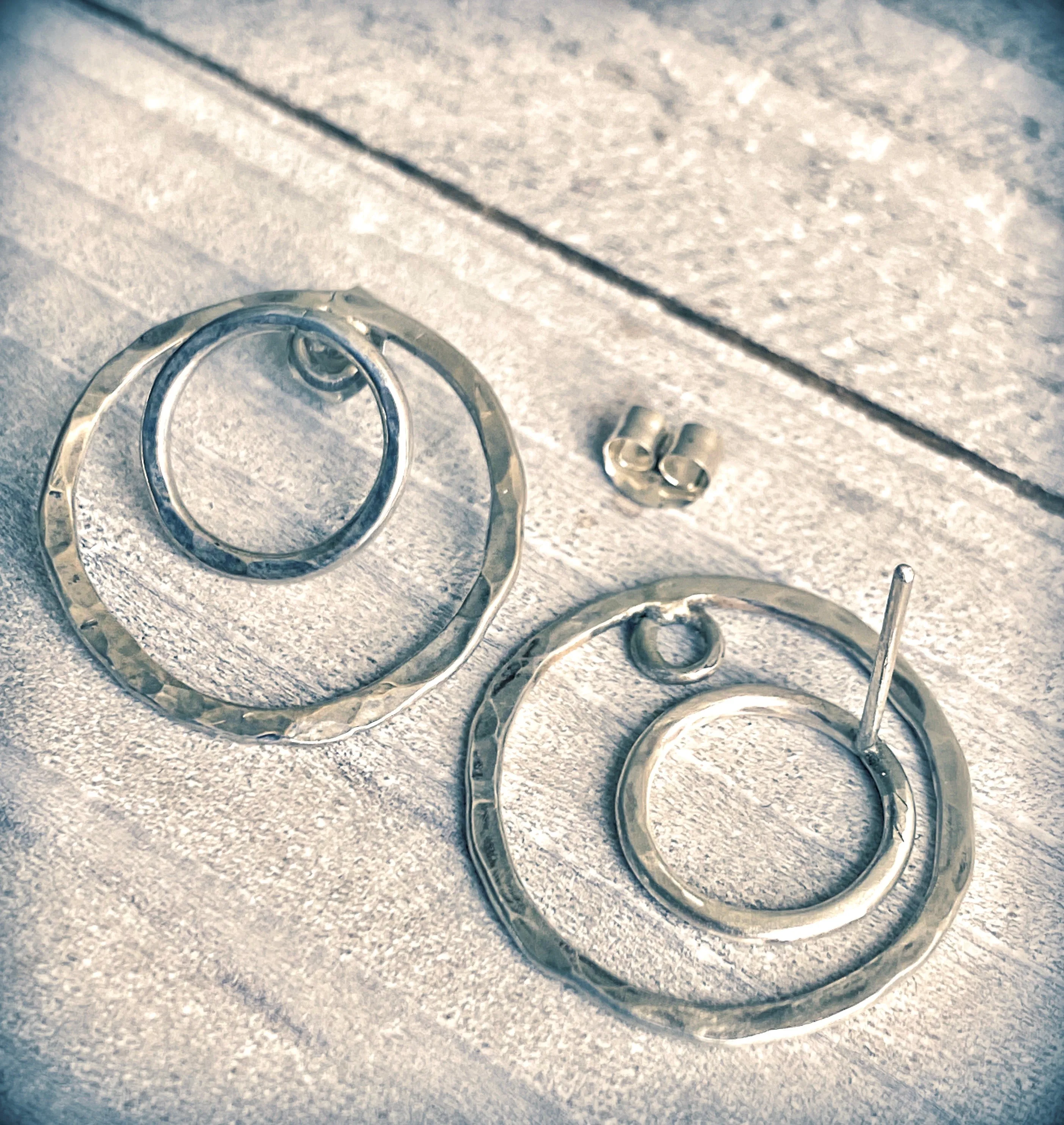Double-Sided Circular Post Earrings | Handcrafted Solid Sterling Silver