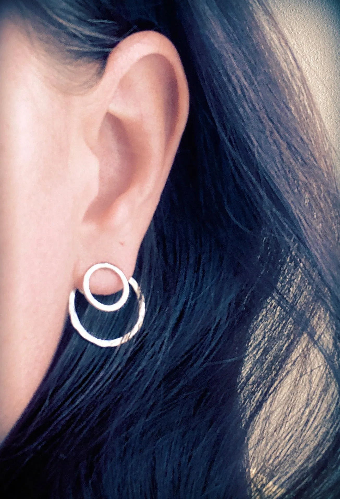 Double-Sided Circular Post Earrings | Handcrafted Solid Sterling Silver