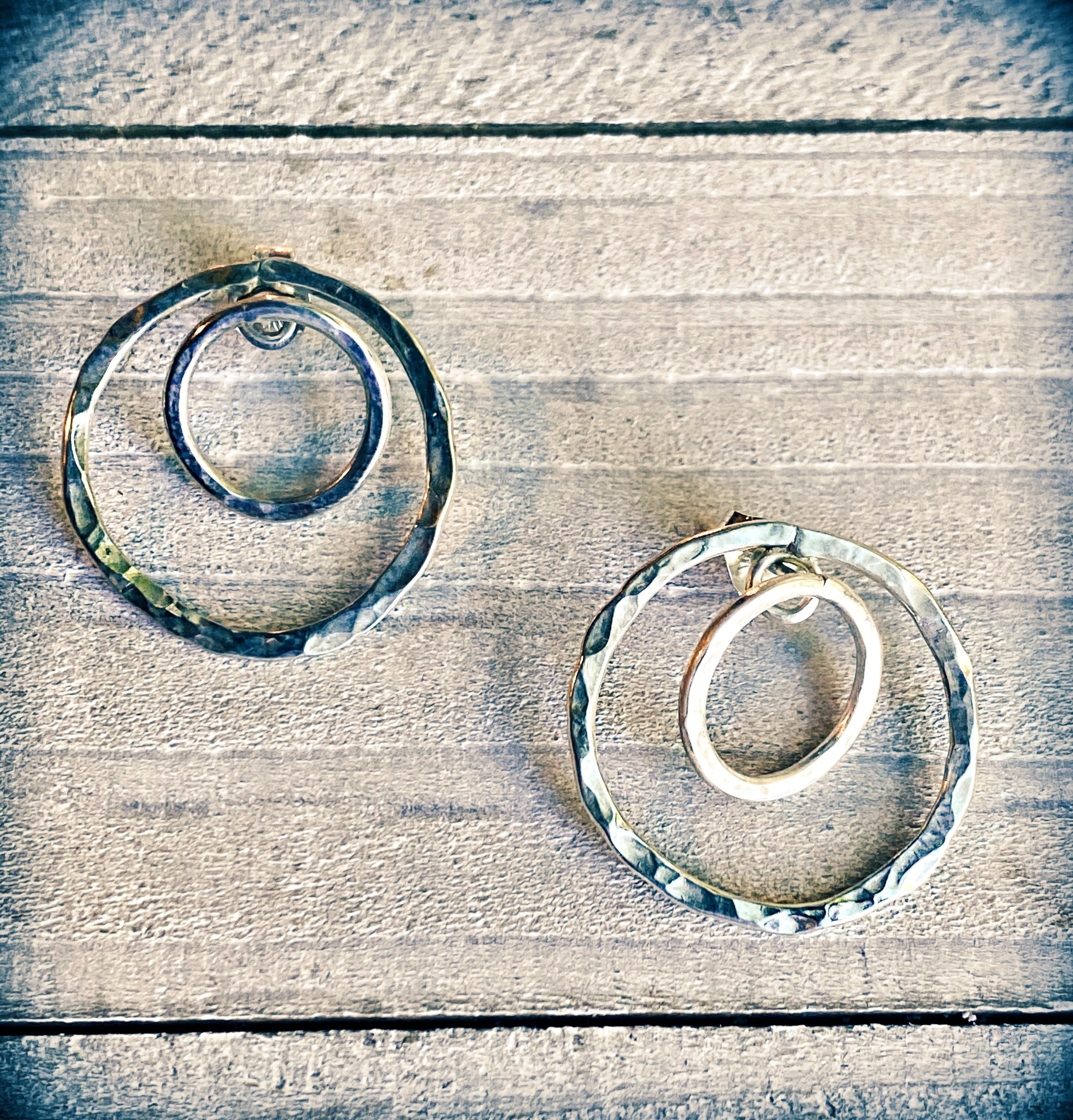Double-Sided Circular Post Earrings | Handcrafted Solid Sterling Silver