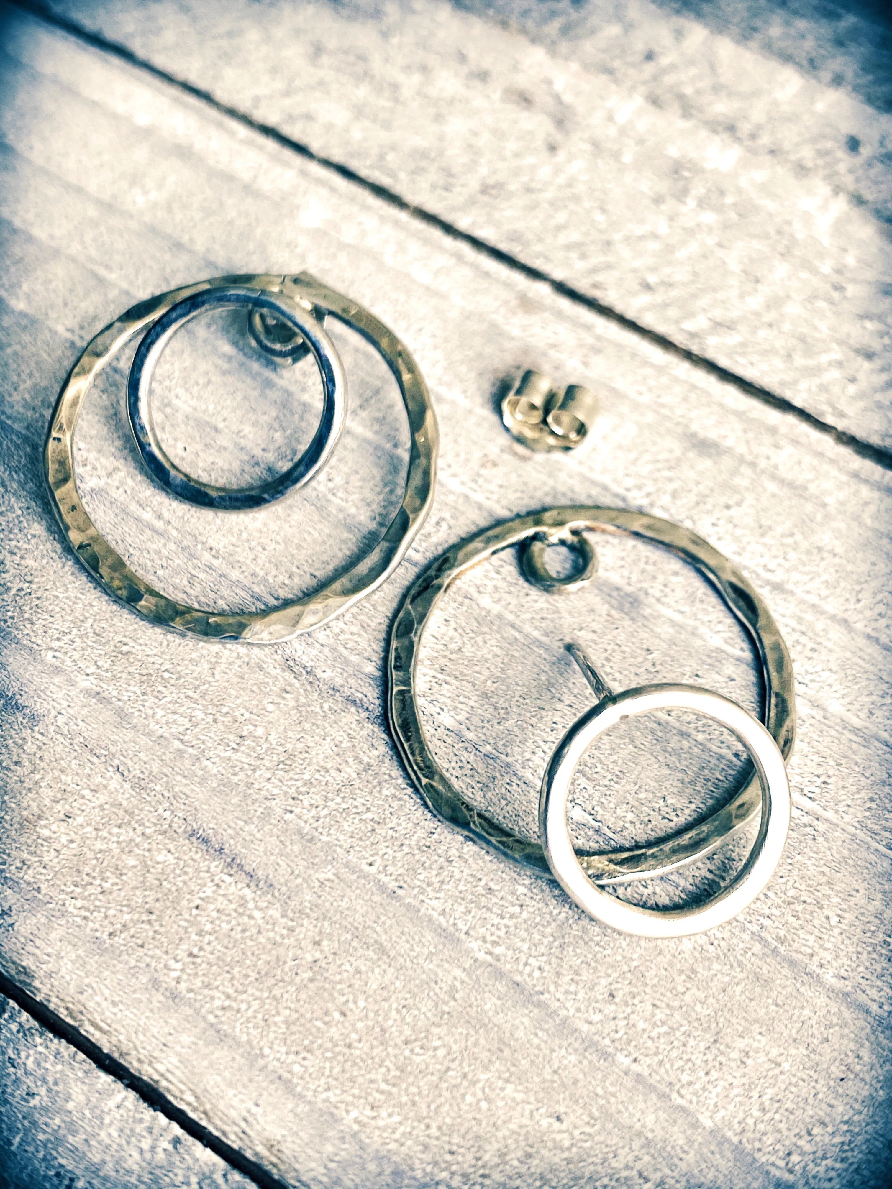 Double-Sided Circular Post Earrings | Handcrafted Solid Sterling Silver