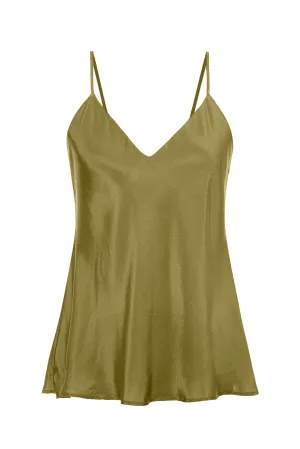 Double Silk Solid Cami Chartreuse