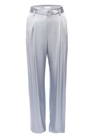 Dove Satin High Waisted Belted Pant