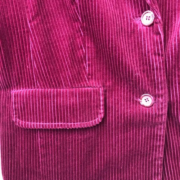 Dressbarn Corduroy Velour Burgundy Notched Collar Women Blazer Jacket size M