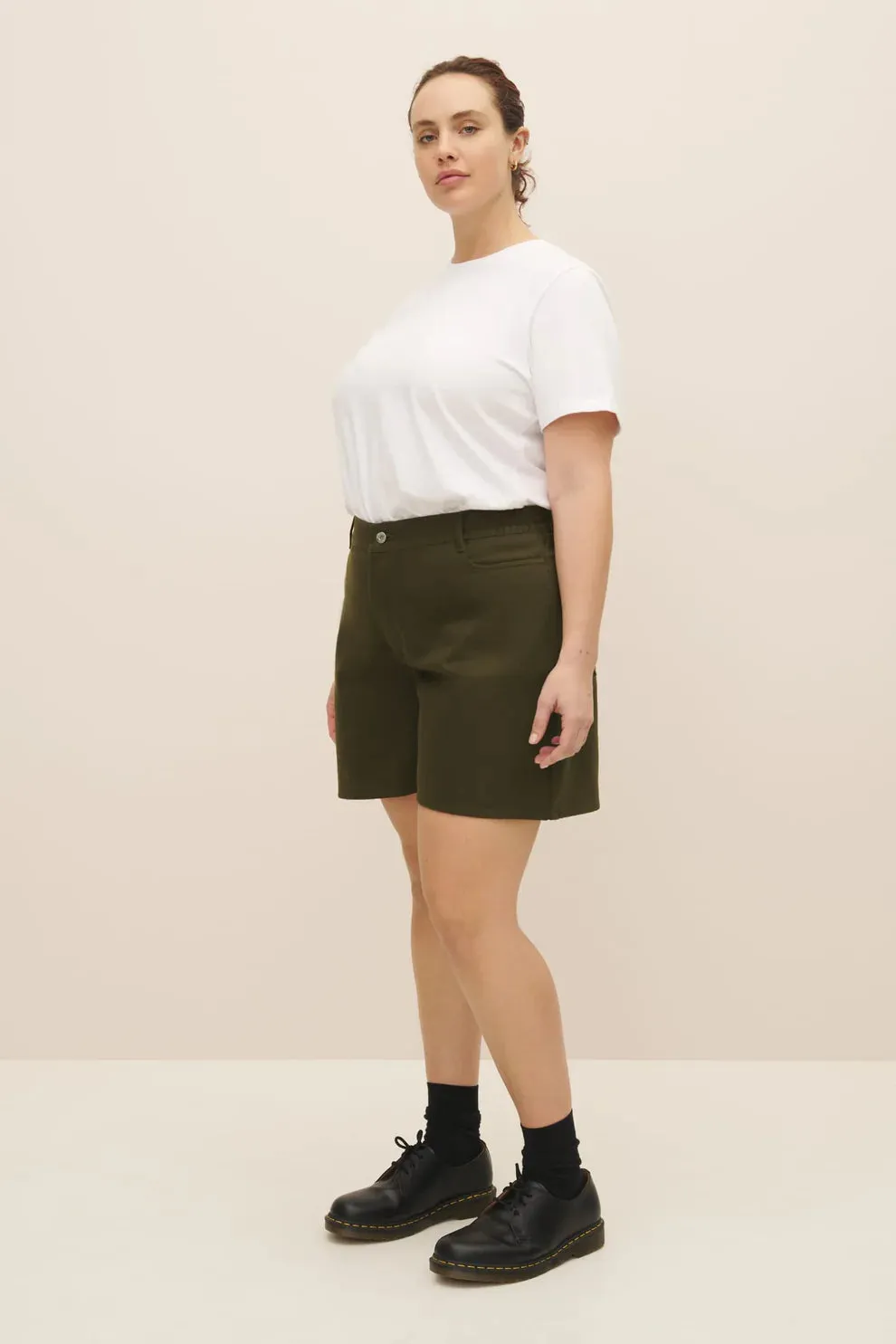 Eddy Short in Khaki Denim | Kowtow