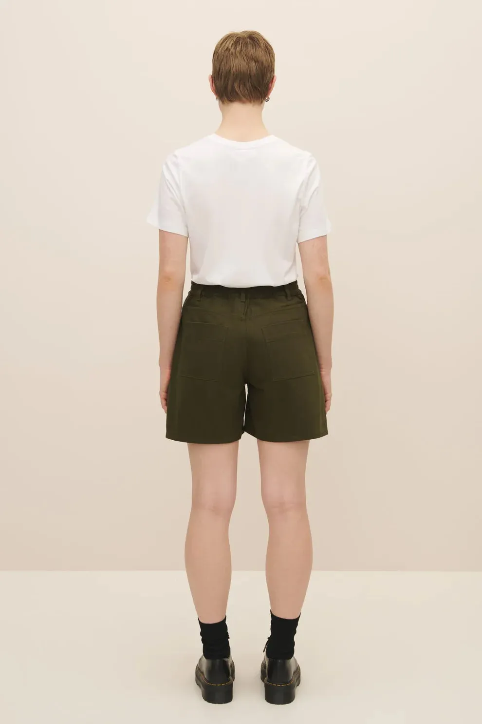 Eddy Short in Khaki Denim | Kowtow
