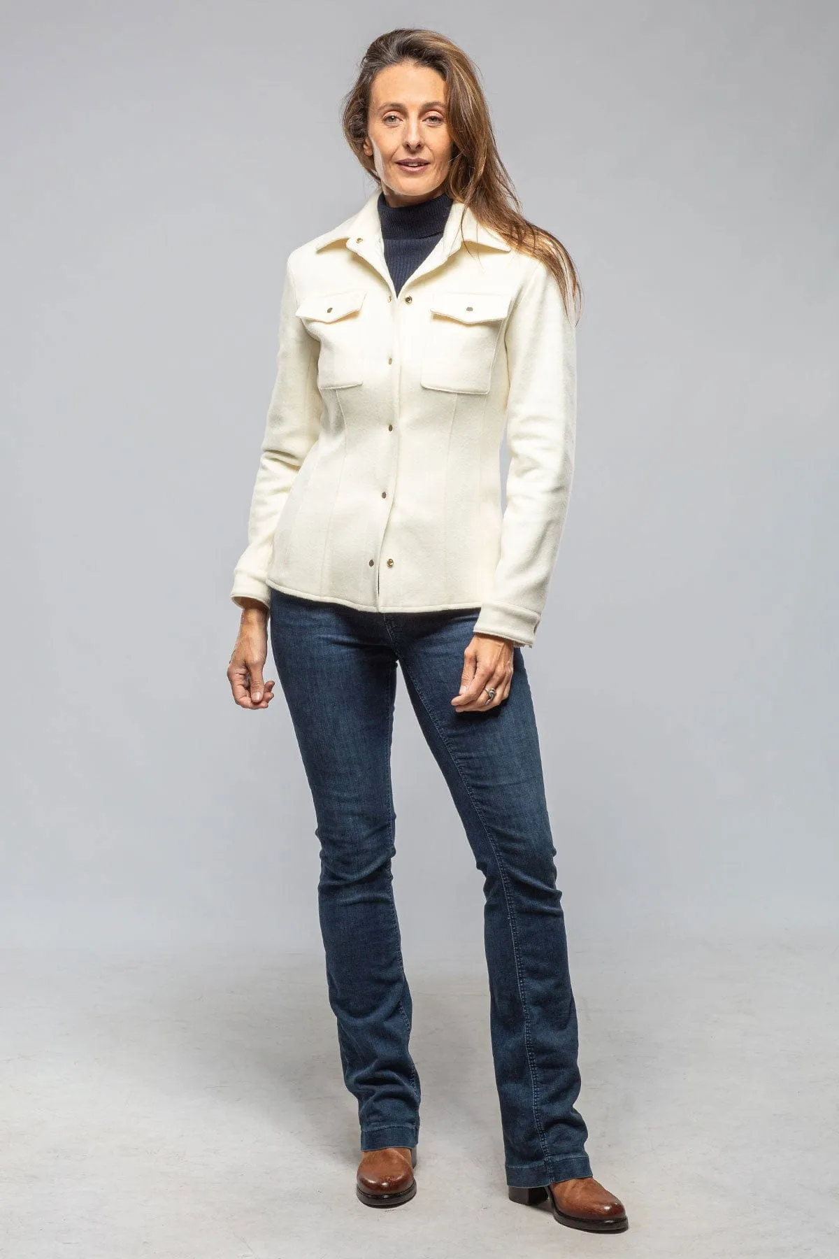 Eloise Virgin Wool Shirt Jacket In White