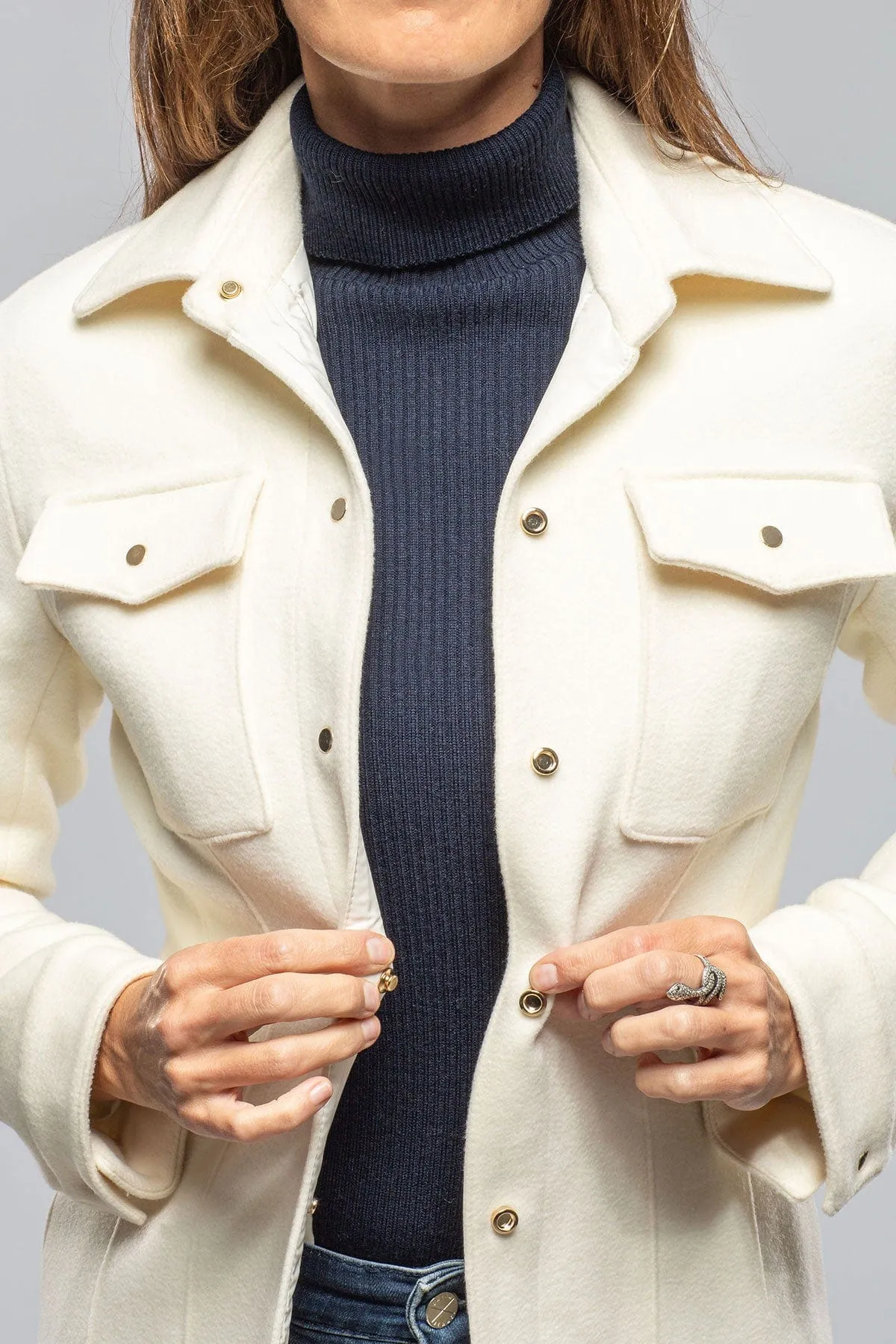 Eloise Virgin Wool Shirt Jacket In White