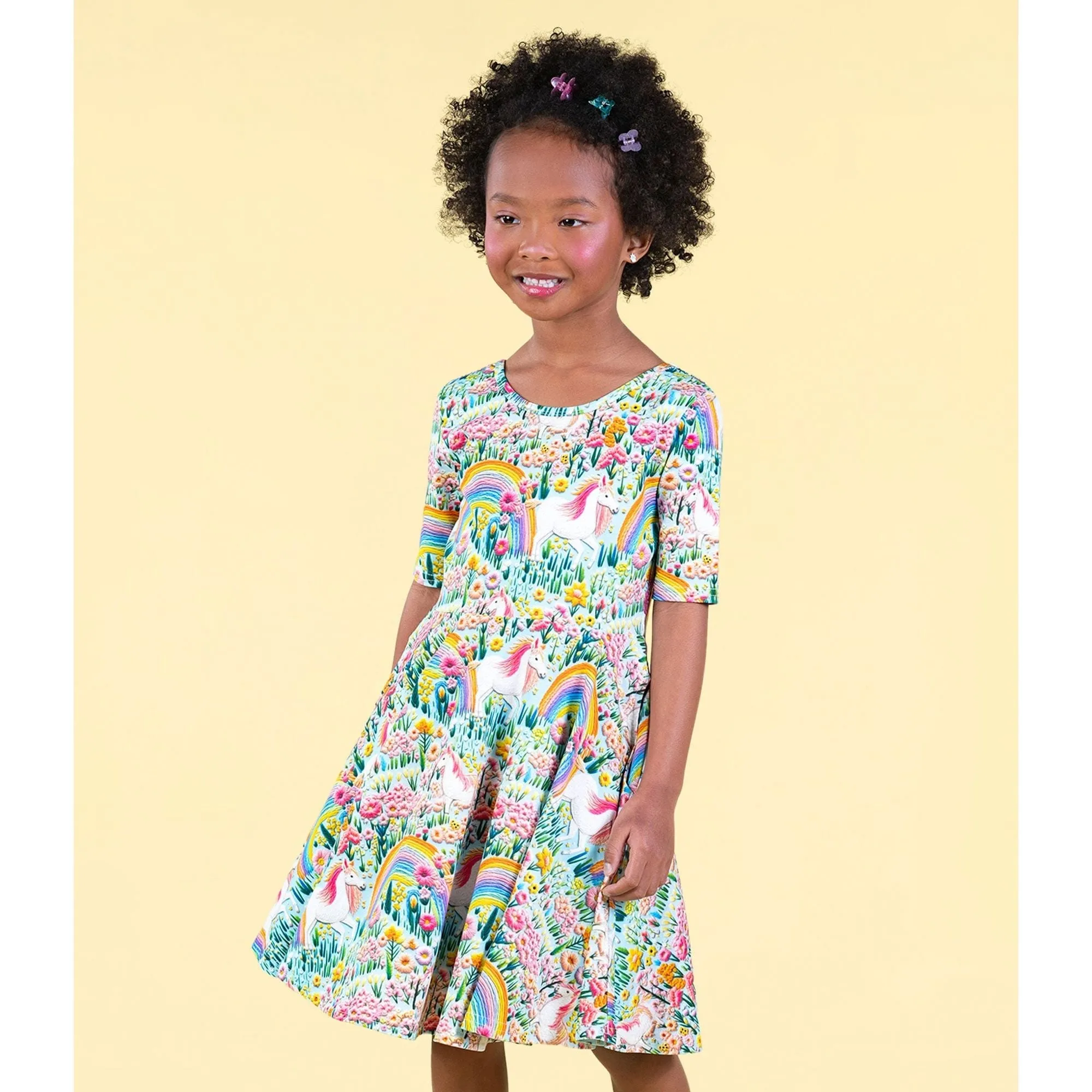 Embroidered Unicorns Mabel Waisted Dress