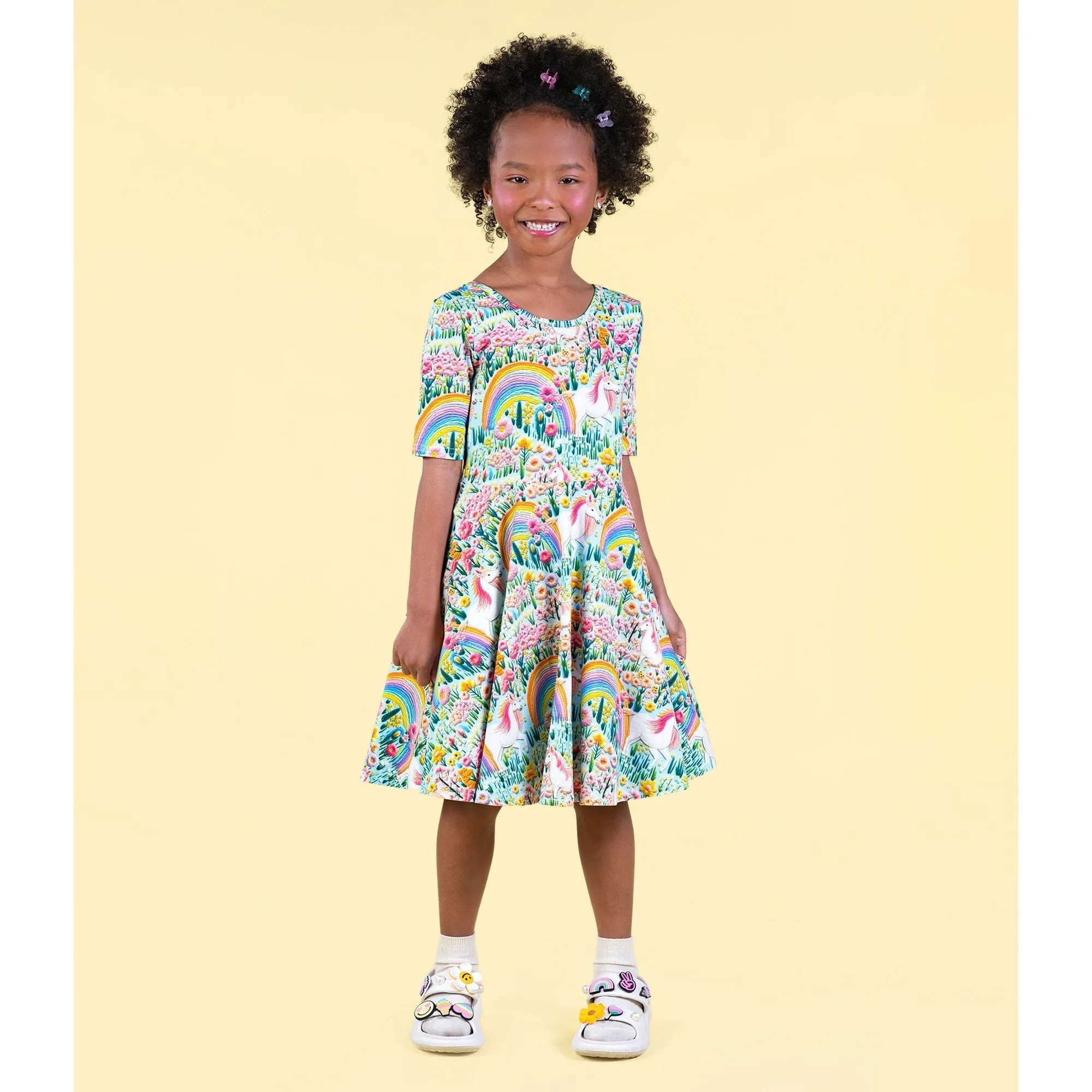 Embroidered Unicorns Mabel Waisted Dress