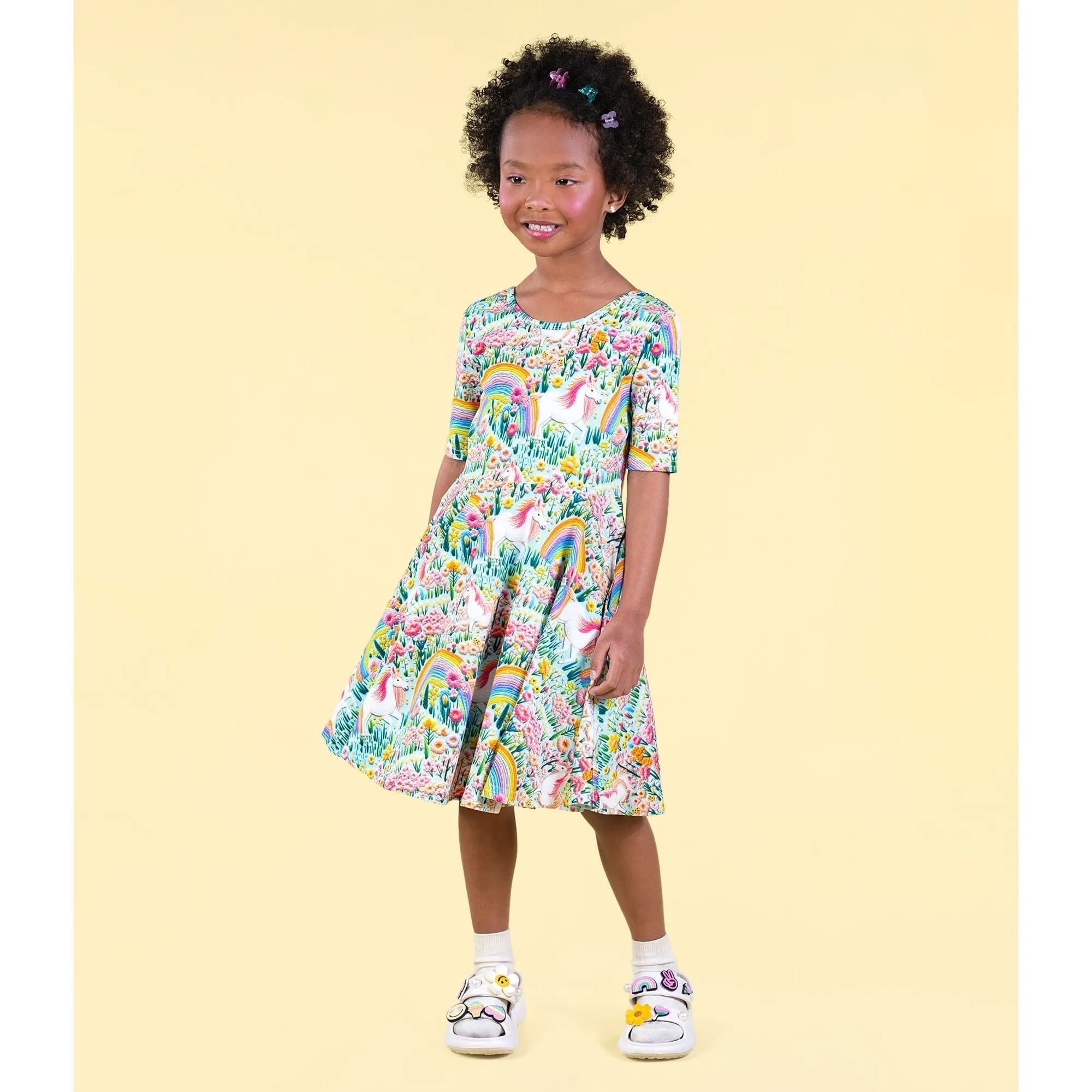 Embroidered Unicorns Mabel Waisted Dress