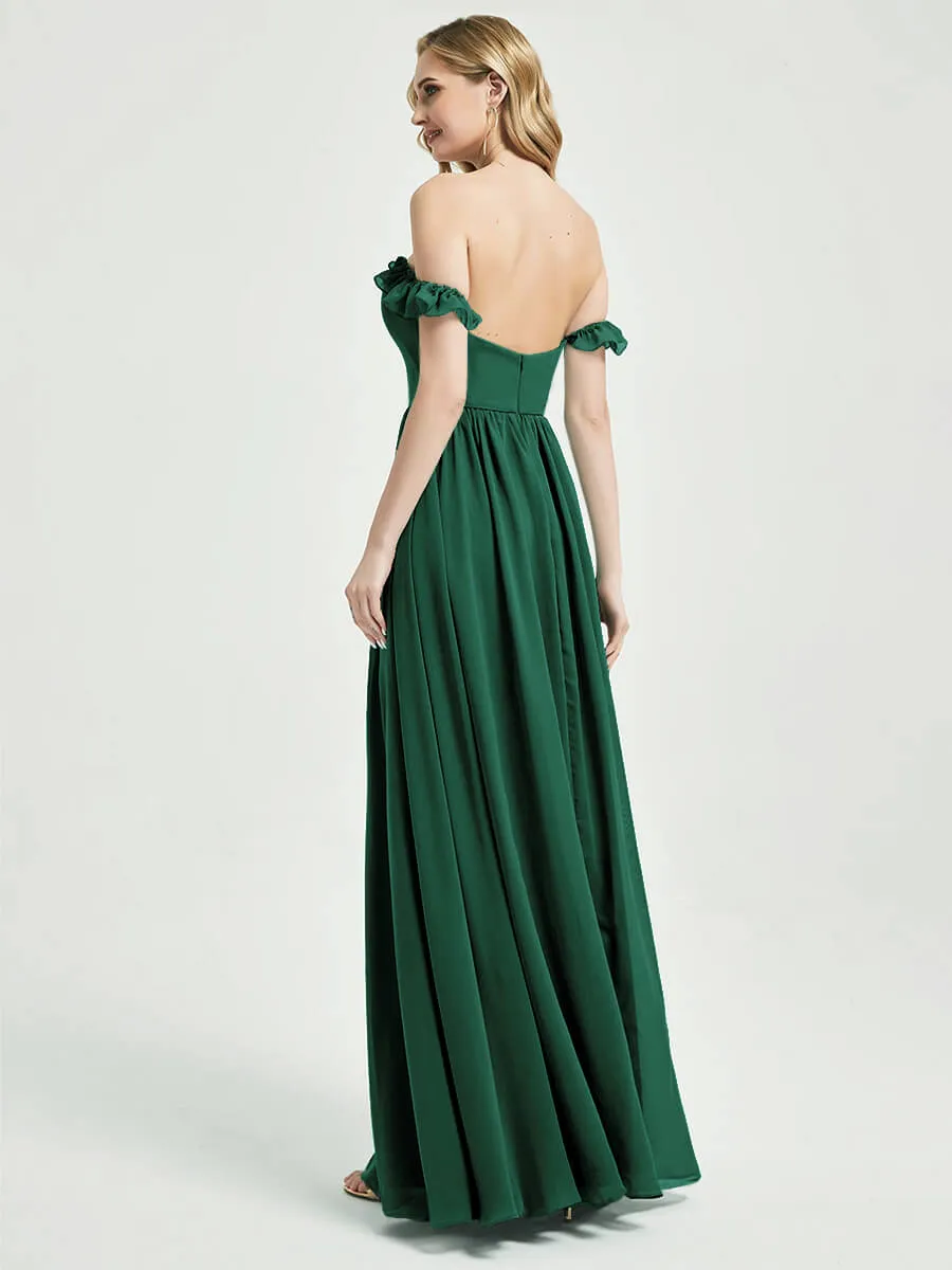 Emerald Green 3 In 1 Convertible Chiffon Long Bridesmaid Dress