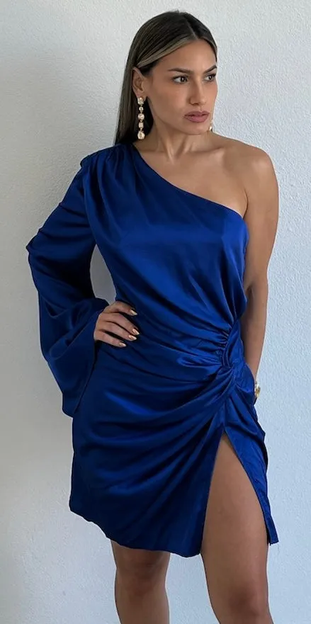 Enchanting Essence Royal One-Shoulder Satin Dress