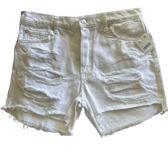 EUC Free People High-Rise Distressed Shorts White Size 27