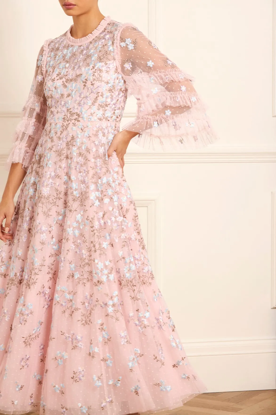 Everett Bloom Round Neck Ankle Gown