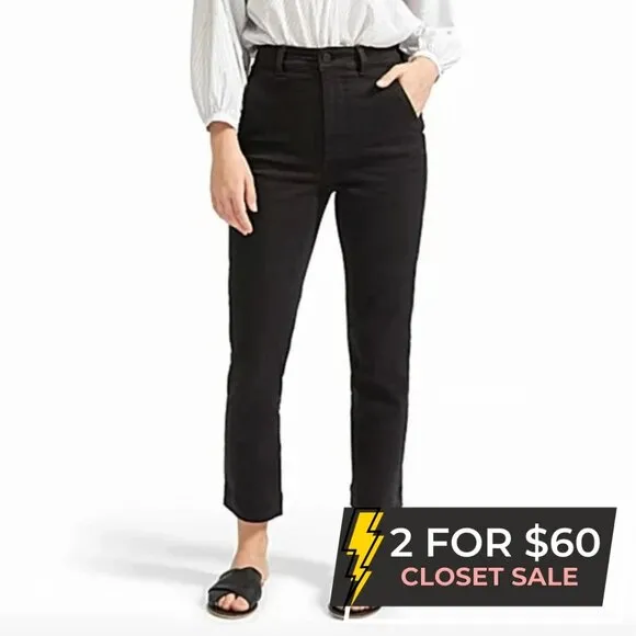 Everlane Womens Black High Waisted Slim Straight Leg Crop Jeans Pants Size 8