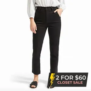 Everlane Womens Black High Waisted Slim Straight Leg Crop Jeans Pants Size 8