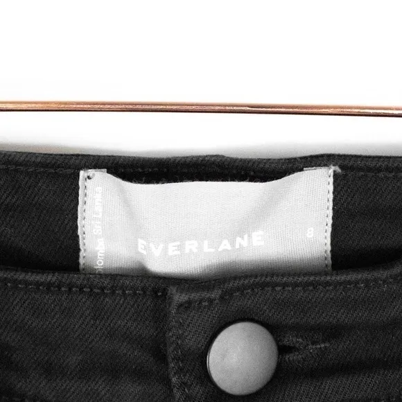 Everlane Womens Black High Waisted Slim Straight Leg Crop Jeans Pants Size 8
