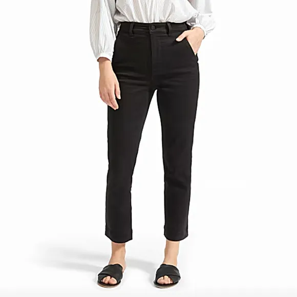 Everlane Womens Black High Waisted Slim Straight Leg Crop Jeans Pants Size 8