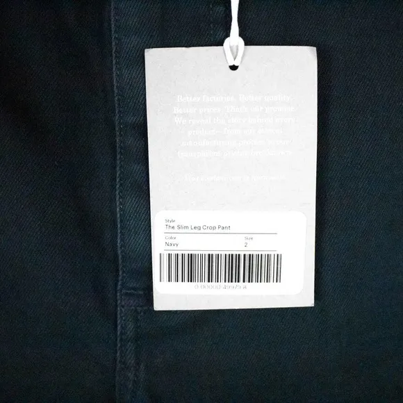 Everlane Womens Navy Blue High Waisted Slim Straight Leg Crop Pants Size 2 Denim