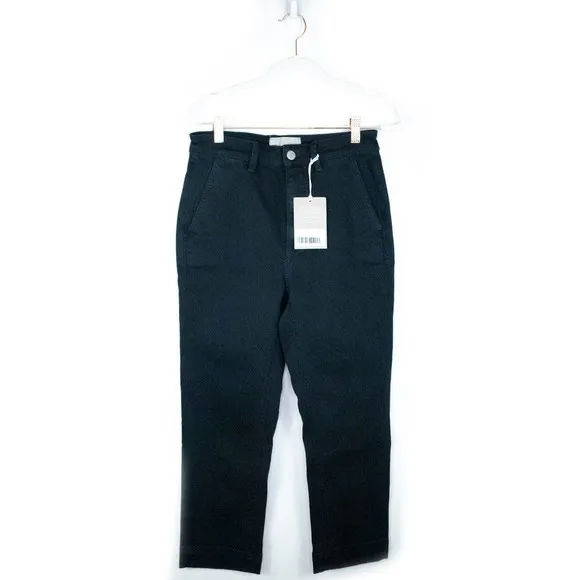 Everlane Womens Navy Blue High Waisted Slim Straight Leg Crop Pants Size 2 Denim