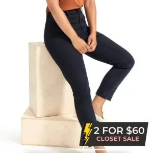 Everlane Womens Navy Blue High Waisted Slim Straight Leg Crop Pants Size 2 Denim