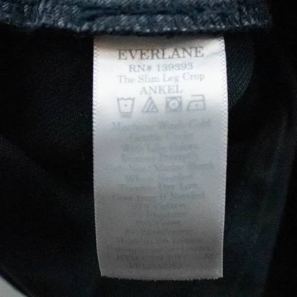 Everlane Womens Navy Blue High Waisted Slim Straight Leg Crop Pants Size 2 Denim