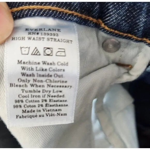 EVERLANE High Rise Straight Leg High Waisted Womens Denim Jeans Size 27