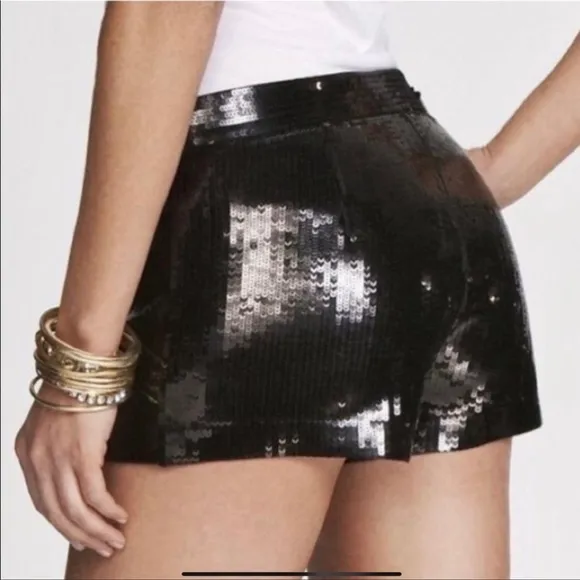 Express Black Sequin Festival Streetwear Shorts