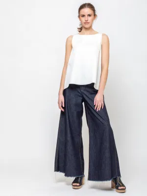 Extra Wide Denim Pants - Dark Blue