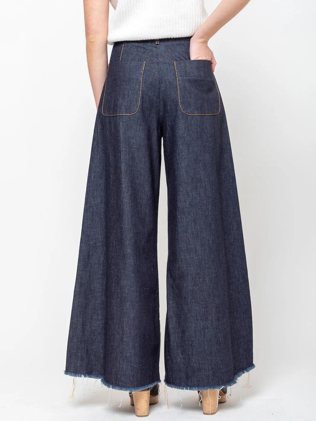 Extra Wide Denim Pants - Dark Blue