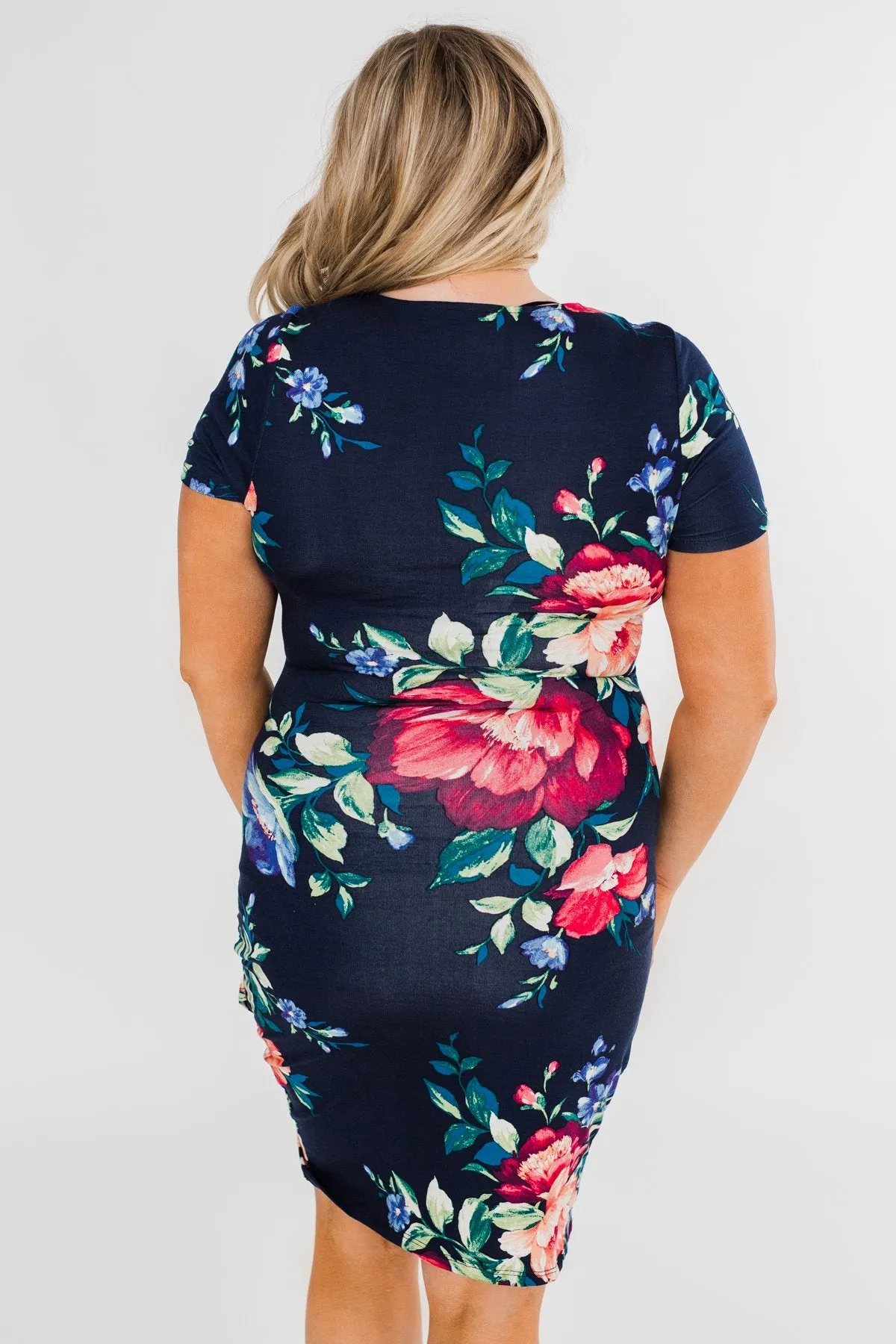 Fairy Tale Ending Floral Dress- Navy