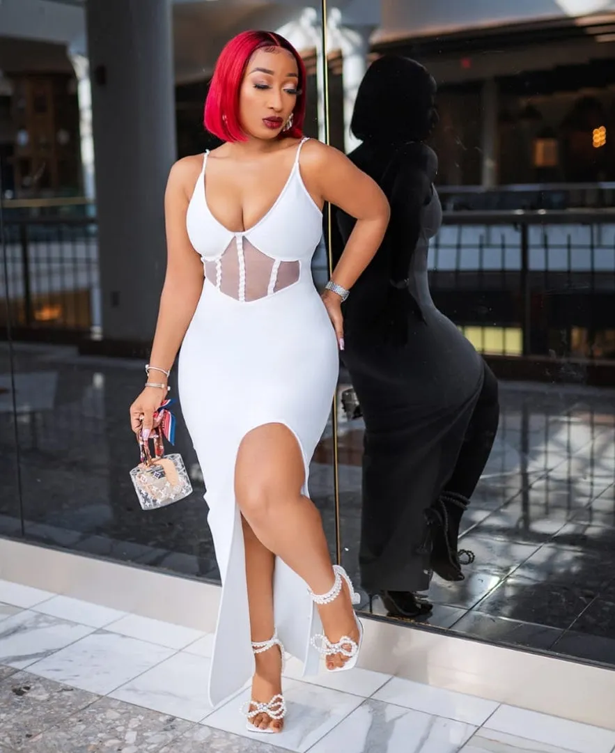 FINAL SALE! Beverly- High Slit Bandage Dress (CLEARANCE OUTLET! Final Sale/No Return/No Exchange!)