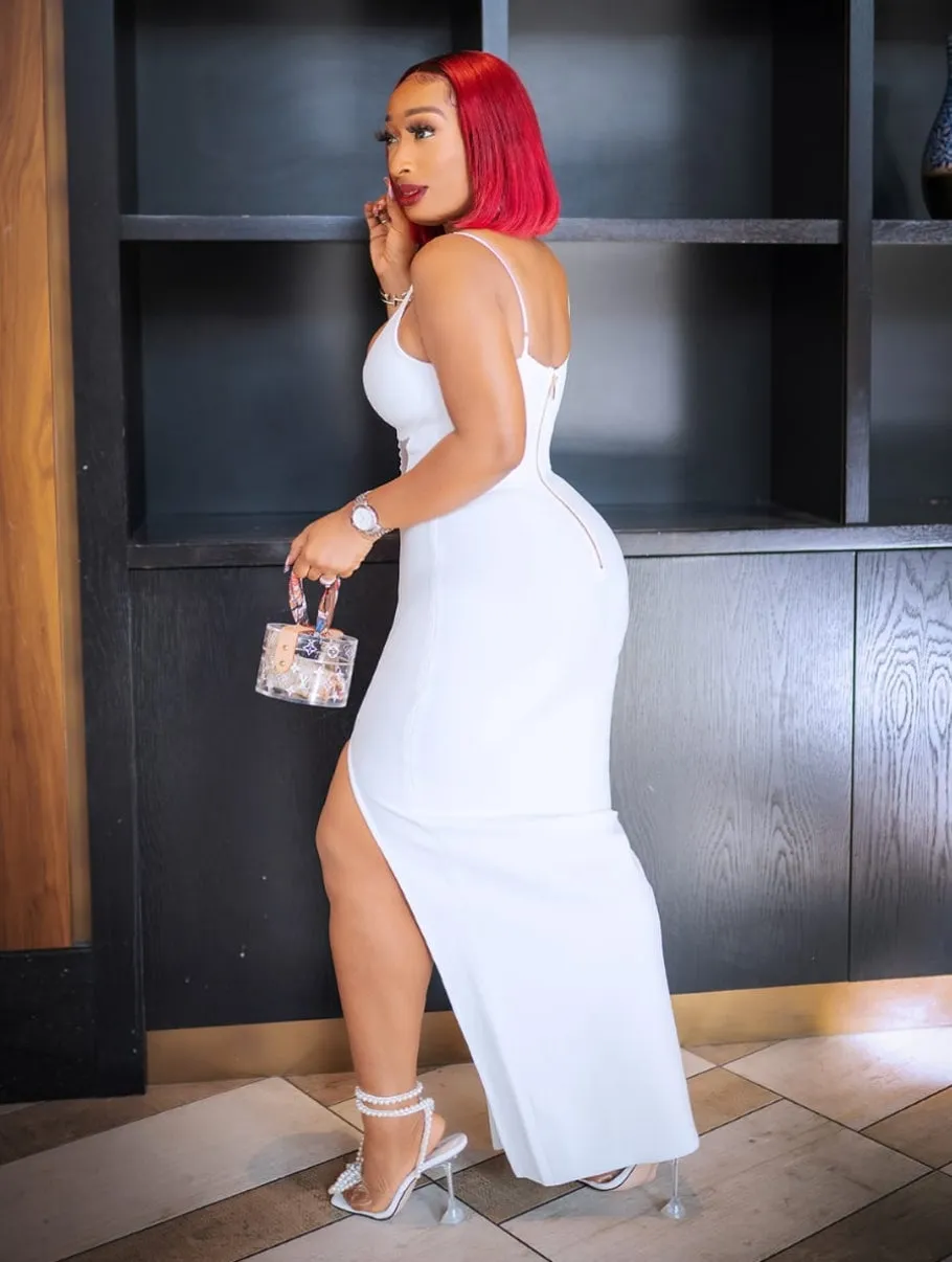 FINAL SALE! Beverly- High Slit Bandage Dress (CLEARANCE OUTLET! Final Sale/No Return/No Exchange!)