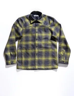 FINAL SALE: BKT15 Shirt Jacket in Boiled Wool Plaid - Gray & Acid Green