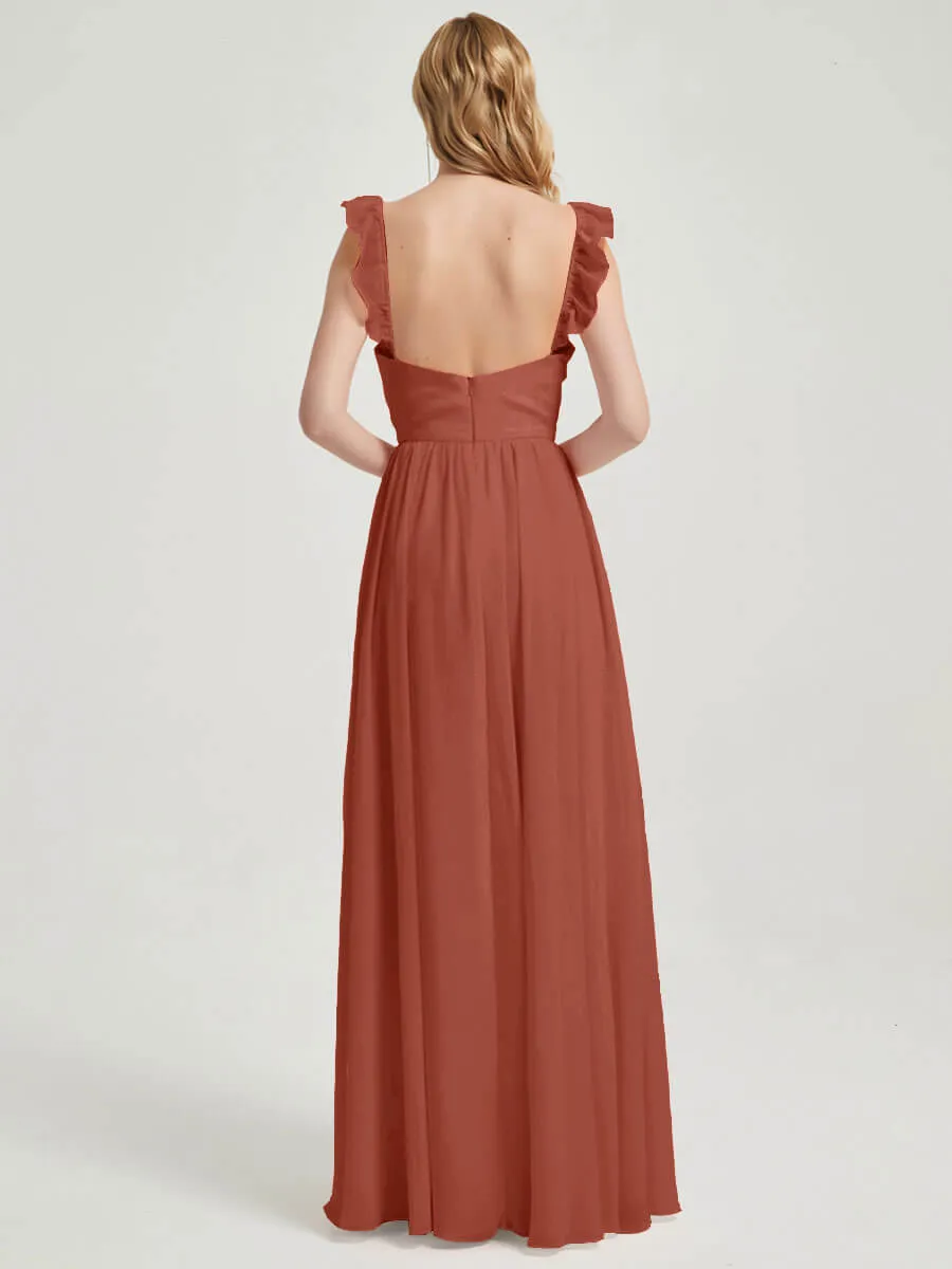 [Final Sale] Cinnamon Rose Detachable Straps Convertible Chiffon Bridesmaid Dress