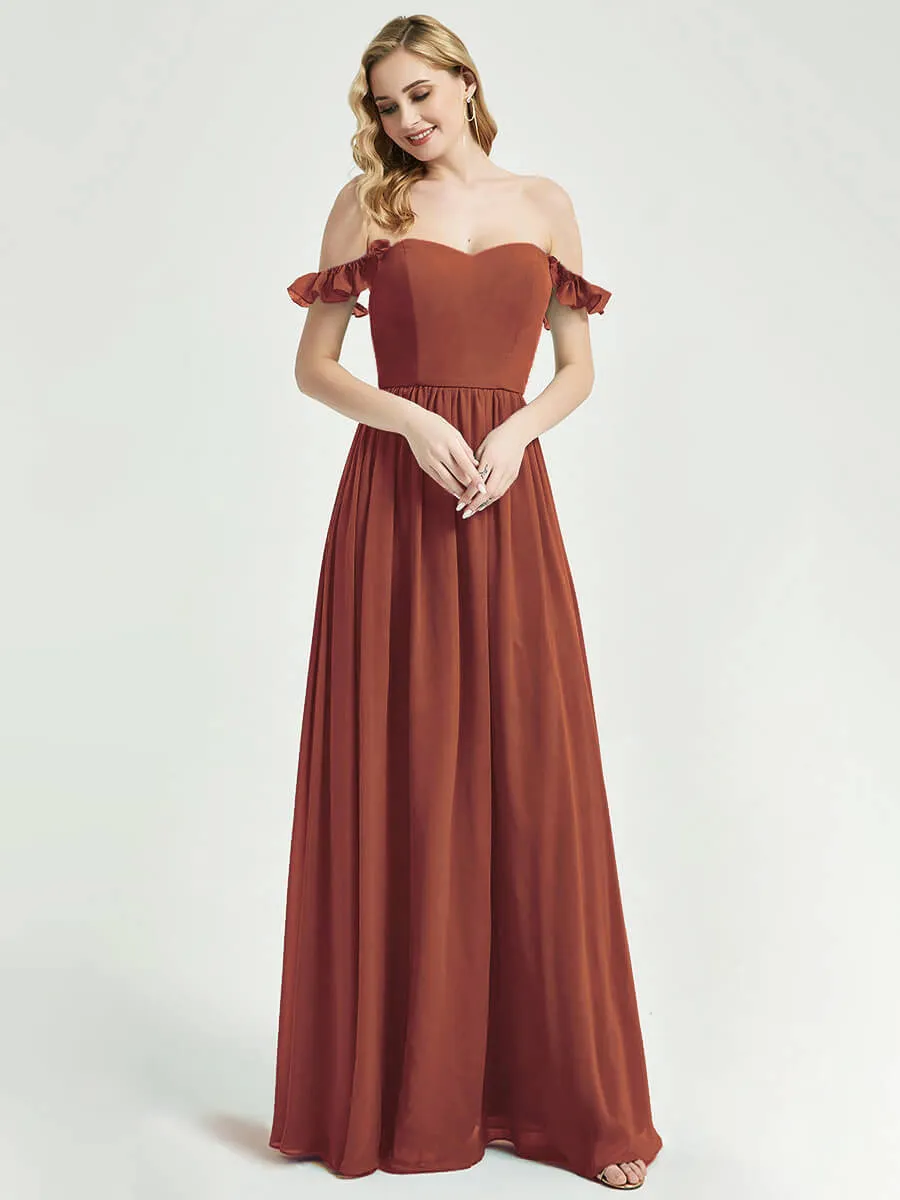 [Final Sale] Cinnamon Rose Detachable Straps Convertible Chiffon Bridesmaid Dress