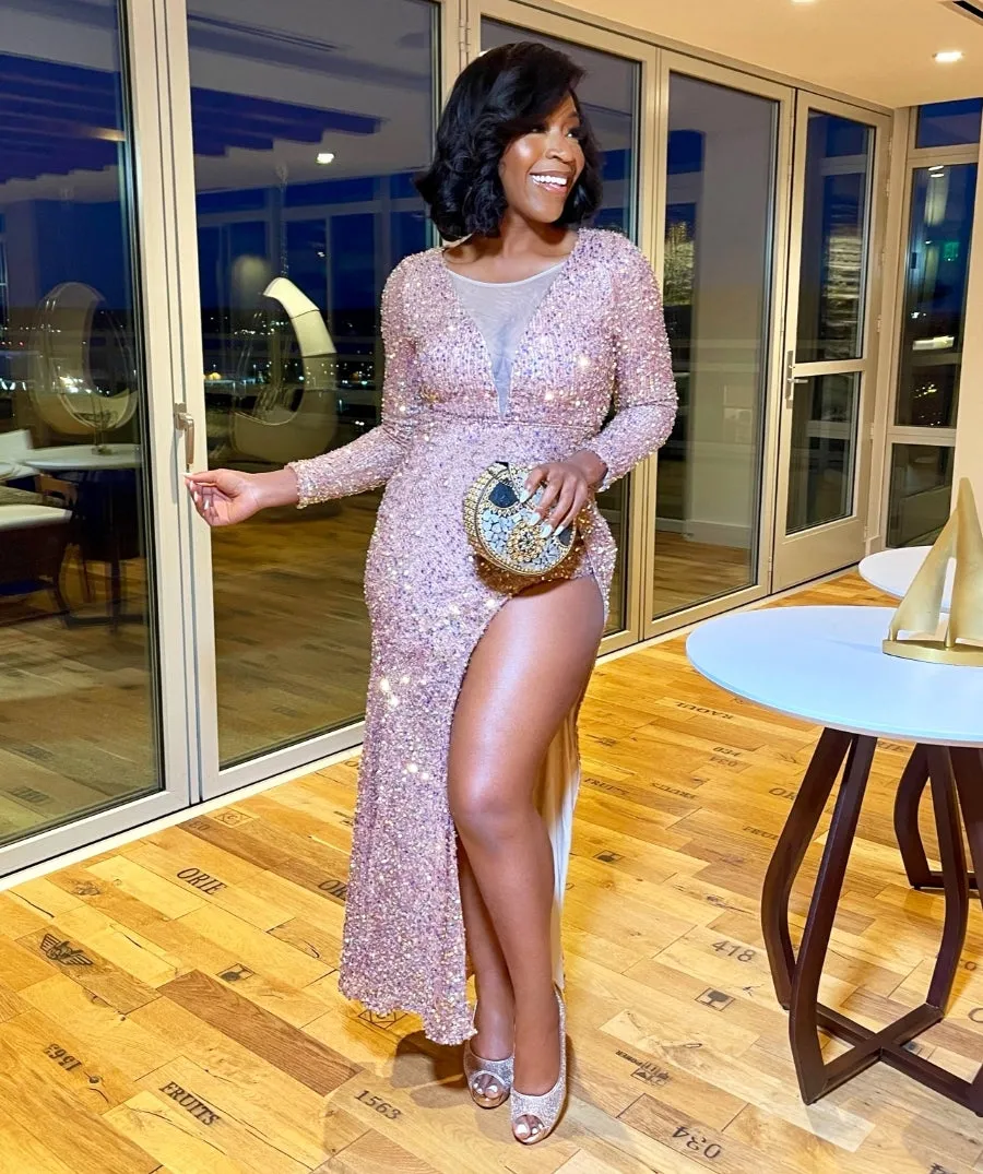 FINAL SALE! Clarissa Luxe- Sequin Long Length Dress (CLEARANCE OUTLET! Final Sale/No Return/No Exchange!)