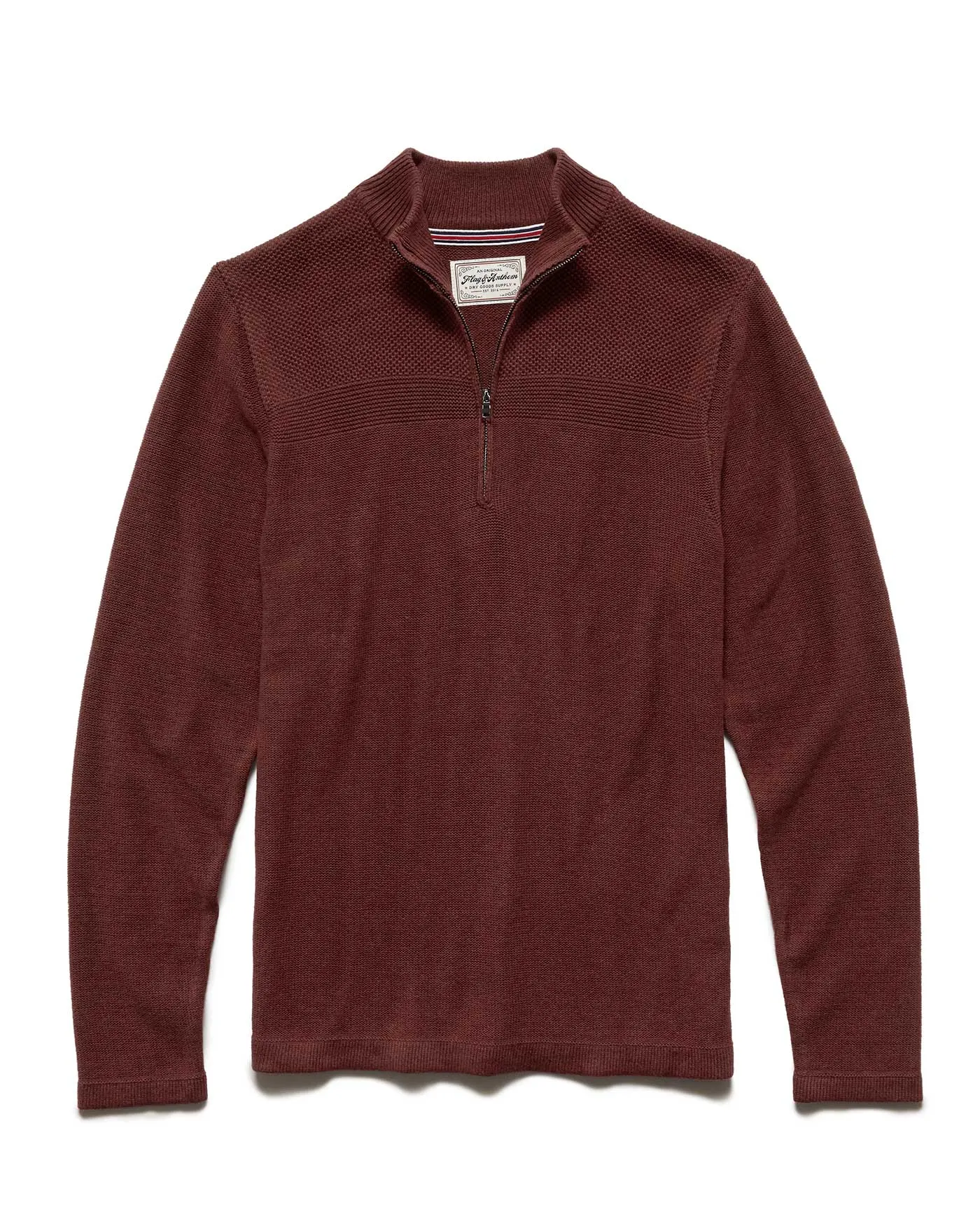 Flag & Anthem Men's Maroon Heather Henryville 1/4 Zip Pullover $70 NWT