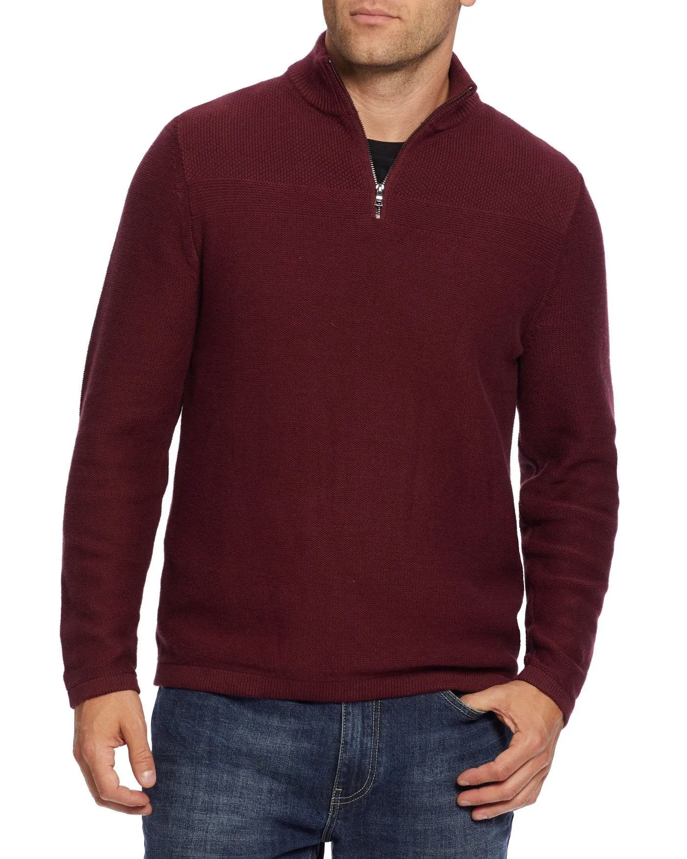 Flag & Anthem Men's Maroon Heather Henryville 1/4 Zip Pullover $70 NWT